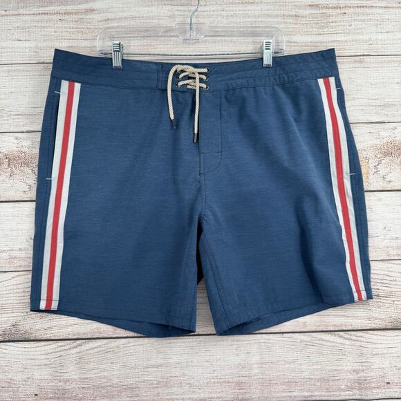 Faherty Retro Surf Strip Board Shorts Men's Size 40 Blue/Red/White - Picture 1 of 11